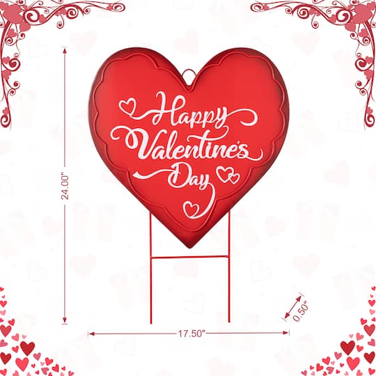 Glitzhome® 24" Metal Happy Valentine's Day Heart Yard Stake